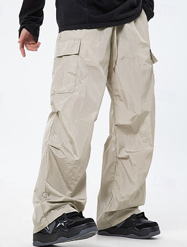  Herren Cargo-Hosen Cargohose Taktische Hose Fallschirmhose Plissiert Kordelzug Mehrere Taschen Einfach Komfort Weich Volle Länge Outdoor Lässig Täglich Sport Mode Schwarz Dunkelgray Mikroelastisch