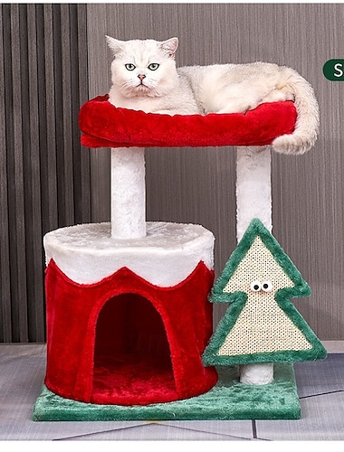  arbre à chat tour à chat condo pour chat patchwork couleur unie durable facile à installer mignon matériau spécial pour les grands chats