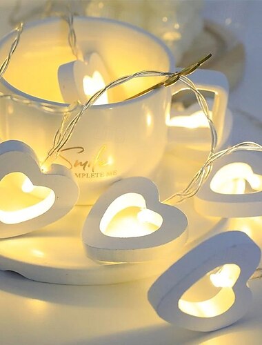  10/20leds valentinstag holz herz lichterkette led lichterkette hängen holz liebe lampe girlande valentinstag tag hochzeit decor
