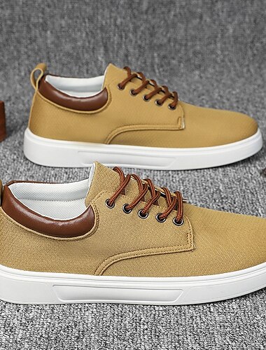  Lässige Canvas-Sneaker zum Schnüren für Herren – leichte, atmungsaktive Schuhe mit Lederakzenten, perfekt für den Alltag und Outdoor-Aktivitäten