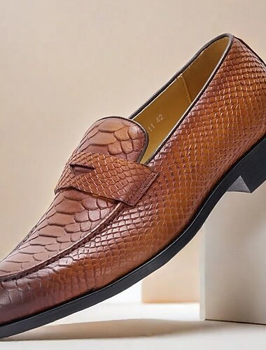  Herren Loafer & Slip On Leder Italienisches vollnarbiges Rindsleder Rutschfest Halbschuhe Braun
