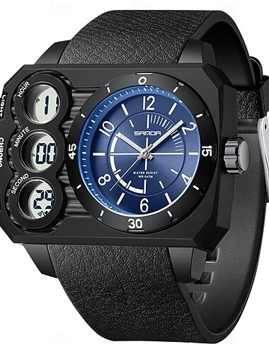  SANDA Herre Digital klokke Utendørs Mote Hverdagsklokke Armbåndsur Selvlysende Vekkerklokke Trippel Tidssone Kalender TPU Klokke
