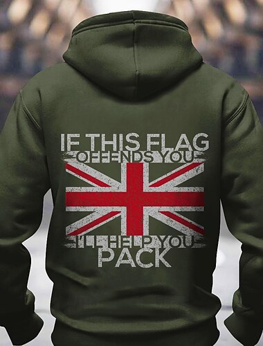  Herren UK Flagge / Nationalflagge Hoodies Pullover Oberbekleidung Sweatshirt mit Kapuze Rundhalsausschnitt Modisch 3D-Druck Festtage Strassenmode Schwarz Blau Kordelzug Herbst Winter Designer