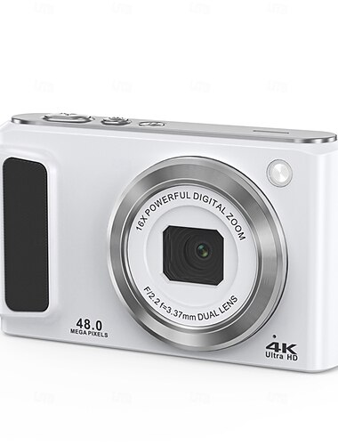  4k Digitalkamera mit 16-fachem Digitalzoom, Doppelobjektiv, Autofokus, Point-and-Shoot-Kamera, Kompaktkamera für unterwegs