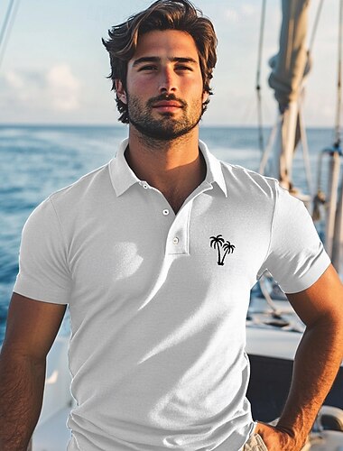  Kentucky Derby Herren Baum Polo Kurzarm Polo-Shirts Hemden mit Kragen Lässig Resort Urlaubskleidung Knöpfe 3D-Druck Sommer Frühling Herbst Schwarz Weiß Blau