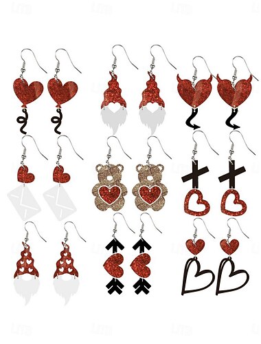  Creolen klassische retro süße Herz Ohrringe Schmuck 1# / 2# / 3# für Valentinstag Straße