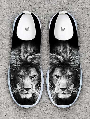  Flyknit-Sneaker für Herren mit Löwen-Print – leichte, atmungsaktive Sportschuhe zum Laufen, fürs Fitnessstudio und für die tägliche Freizeit