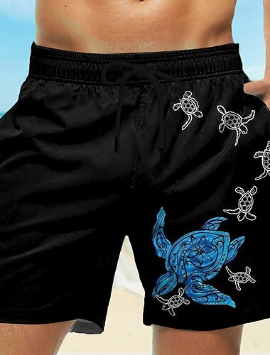  Hombre Animal Tortuga marina Pantalones de Natación Pantalones de Surf Bañador largo Media cintura Tropical Ropa de calle Hawaiano Vacaciones Casual Festivos Correa Cintura elástica Impresión 3D
