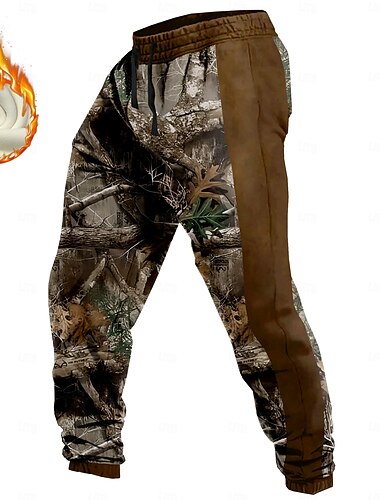  Herren Tarnfarben Jagd Fleece-Jogginghose Elastischer Kordelzug in der Taille Brautkleider schlicht Vintage-Retro Outdoor Strassenmode Mit Taschen Warm Innenfutter aus Fleece Winter 3D-Druck Blau