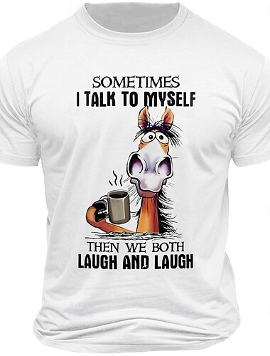  Herren Tiermotiv Esel Lustig Buchstabendruck T Shirt T-Shirt 100% Baumwolle Kurzarm Grafik Hemd Schwarz Weiß Armeegrün Bequemes T-Shirt Urlaub Straße Modedesigner-Kleidung