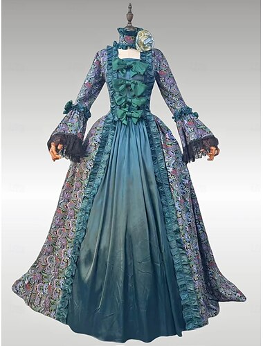  Vintage Rococo Barok Maxi Jurken Julia Film- & TV-themakostuums Koningin Elizabeth Prinses Vierkante hals Normaal Koninklijk Halloween Carnaval Maskerade Prestatie Feest Halloween Volwassenen Alle