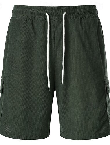  Herren Cargo Shorts Kurze Hosen Lässige Shorts Cordshorts Kordelzug Elastische Taille Multi Pocket Glatt Komfort Weich In voller Länge Outdoor Täglich Festtage Sport Modisch Schwarz Armeegrün