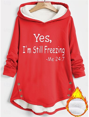  Damen Kapuzenpullover Sweatshirt Pullover Sherpa Buchstaben Casual Sport Print Warm Fuzzy Bequem Kapuzenpullover Langarmshirt Mikroelastisch Herbst&amp;Winterkomfort, atmungsaktives, weiches Gewebe
