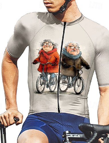  Herren Radtrikot fahrradbekleidung Fahrradtrikot Kurzarm Fahhrad T-Shirt Trikot mit 3 Gesäßtaschen MTB Mountain Atmungsaktiv Schnelltrocknend Anatomisches Design Schweißtransportierend Sahne Grau