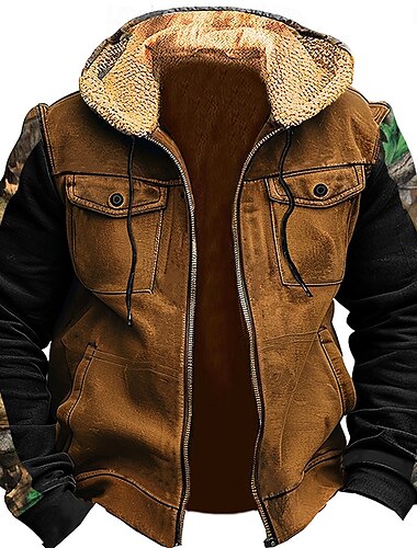  Hombre Cowboy Vellón Sudaderas Sudadera Sudadera con capucha Con Capucha Moda Impresión 3D Festivos Caza Marrón Verde Trébol Cremallera Bolsillo Otoño Invierno Diseñador