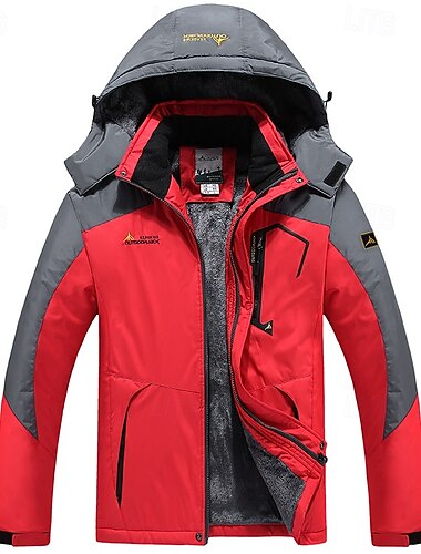  Herr Vinterjacka Fleece-jacka Regnrock Vandringsjacka Utomhus Dagliga kläder Varm Ficka Höst Vinter Färgblock Mode Streetwear Huva Normal Svart Rubinrött Kungsblå Blå Bläck blå Jacka