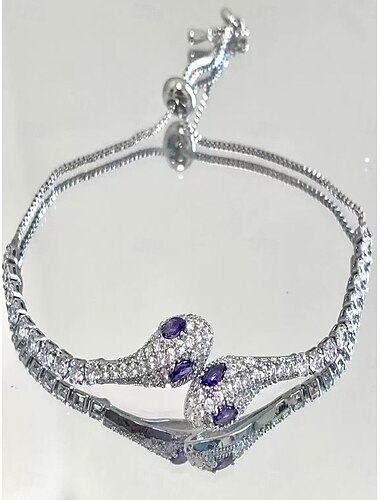  Kubikzirkonia Vintage-Stil Schlange Personalisiert Chrom Armband Schmuck Silber / Violett / Grün Für Party Strasse