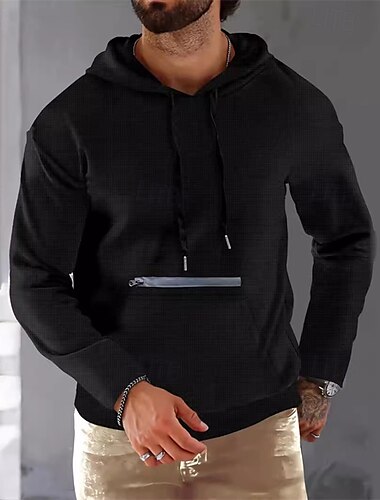  Per uomo Felpa con cappuccio Nero Verde militare Rosso Cachi Con Cappuccio Semplice Tasca Frontale Testurizzato Sport & Outdoor Quotidiano Ferie Streetwear Essenziale Casual Primavera & Autunno