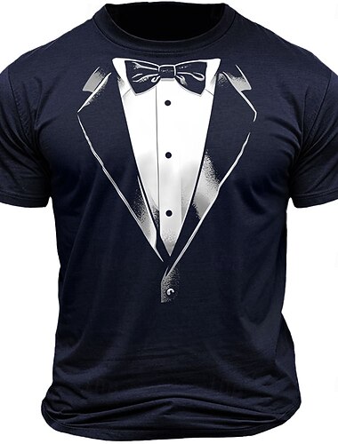  T-Shirt graphique à manches courtes pour homme impression smoking - drôle look formel costume