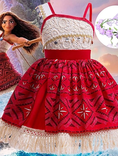  Moana Princesa Moana Vestidos Disfraz Corona de flores Disfraces con temática de películas y televisión Cosplay de película for Chica Niños Carnaval Día del Niño Día Mundial del Libro Fiesta