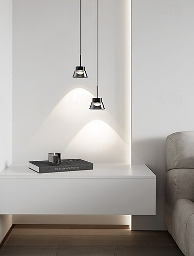  lampadario a led in acrilico con cono in vetro grigio fumo nordico minimalista 110-240v