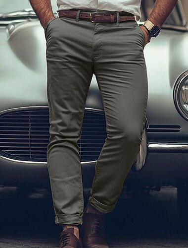  Herren Hose Hosen Chinesisch Chino Chino Hosen Freizeithose Knopf Vordertasche Glatt Komfort Weich Geschäft Täglich Ausgehen Modisch Strassenmode Hellkaki Schwarz Mikro-elastisch