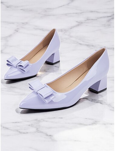  chica lavendelpumps i konstläder för kvinnor - klackar med spetsiga tå med pilbågedesign, perfekt för kontor, fester och formella tillfällen