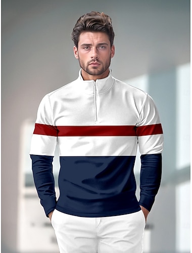  Herre POLO T-skjorte Mørkeblå Langermet Topper Golfantrekk Klær Antrekk Bruk Klær