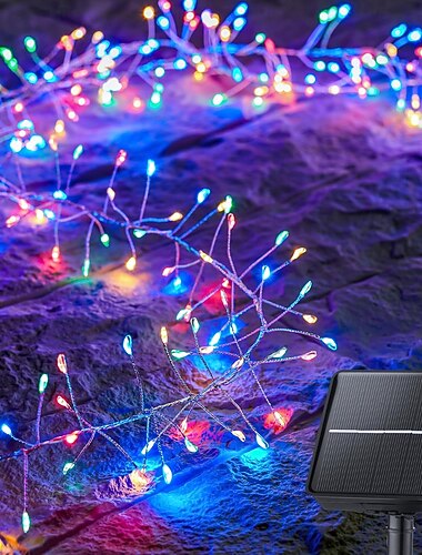  6m solslinga 200 lysdioder, varmvit, kall vit, blå smällare sträng lampor el 5mm koppartråd lampor semesterljus 3v soldriven 1 set