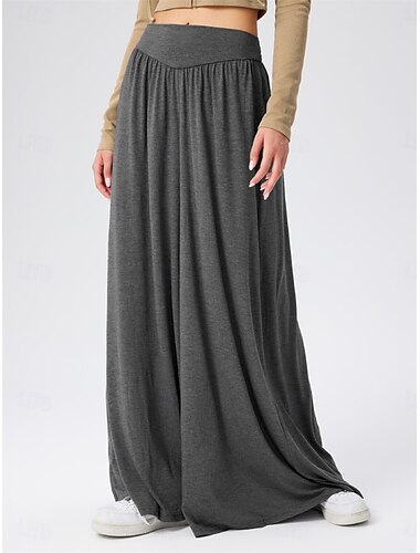  Damen Frech Chinesisch Chino Skort Modisch Strassenmode Leicht In voller Länge Hoher Taillenbund Glatt Hoher Schnitt Komfort Draussen elastisch Urlaub Strasse Täglich Dunkelgrau Rosa Khaki Sommer