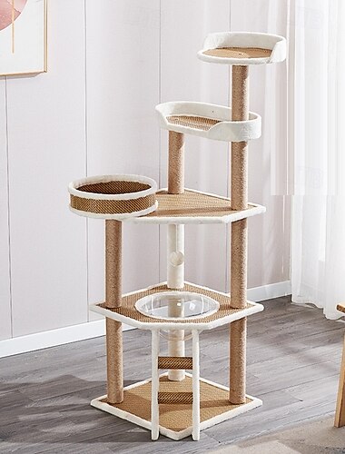 Chat Arbre à chat Tour à chat Couleur Pleine Durable Facile à Installer Multi-niveaux Matériel spécial pour grands chiens et chats de taille moyenne
