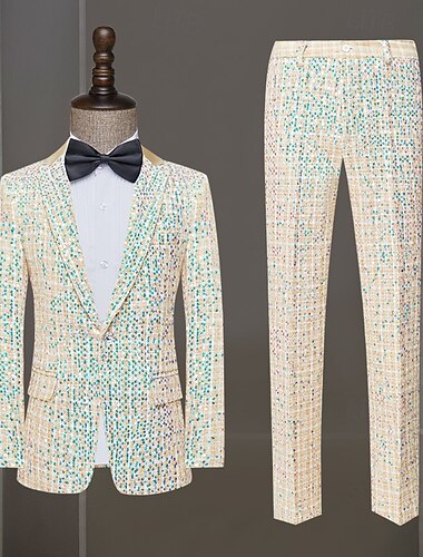  Disco Años 80 Pantalones Accesorios Trajes Disco Lentejuelas Hombre Mascarada Rendimiento Fiesta Discoteca Adulto Chaqueta Pantalones Todas las Temporadas