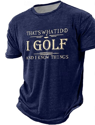  Camiseta Gráfica Masculina Engraçada de Golf "É Isso que Eu Faço Eu Jogo Golf e Sei das Coisas" de Manga Curta