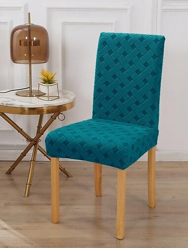  Elastic Dining Chair Cover Stretch Removable Washable Short Jacquard High Back Dining Chair Cover Protector Seat Slipcover