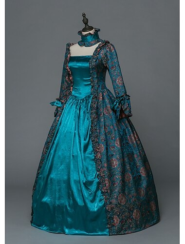  Vintage Rococò Barocco Maxi Vestito A sbuffo Costumi a tema film / TV regina Elisabetta Principessa Collo quadrato Normale Reale Halloween Carnevale Mascherata Performance Feste Halloween Adulti