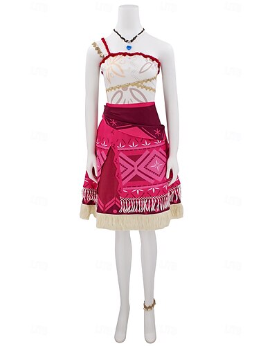  Moana Prinsessan Moana Klänningar Halsband Kostym Karnevalsdräkt Kostymer med film-tv-tema Film-cosplay for Dam Vuxna Halloween Karnival Prestanda Fest Strand