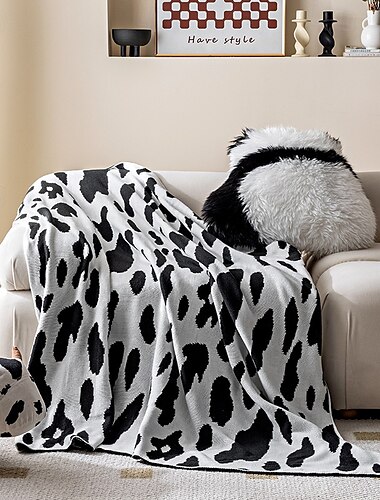  couverture en flanelle sherpa à imprimé vache classique de Catalogne pour toutes les saisons, canapé super doux et confortable &couverture de lit, couverture légère et chaude pour enfants