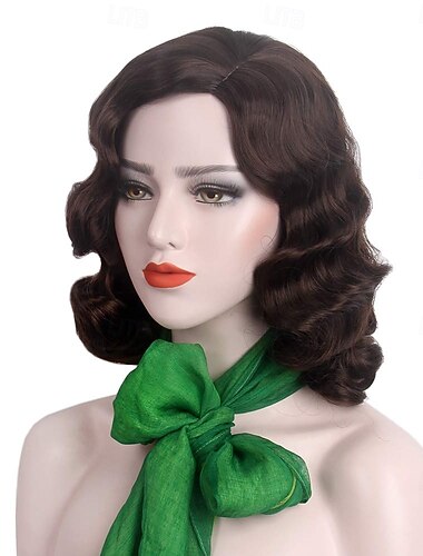  Parrucca degli anni '20 parrucca ondulata corta parrucca vintage per donne parrucche sintetiche resistenti al calore parrucche cosplay costume elegante di Halloween