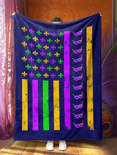  Manta de carnaval, diseño vibrante y festivo, perfecta para agregar un toque alegre a su espacio, tela suave y acogedora para máxima comodidad, ideal para sofás, cubrecamas o viajes, liviana