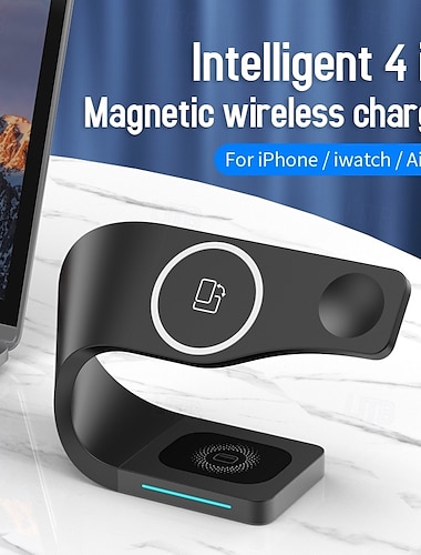  Handy Ladestation Drahtlose Ladestation ASTM Magnetisch 4 in 1 Sicherheitsschutz Für Kompatibel mit allen kabellos aufladbaren Geräten Airpods 3 2 Pro 2