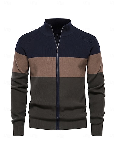  Herre Cardigan genser Mørk Marineblå Grå Langermet Topper Golfantrekk Klær Antrekk Bruk Klær