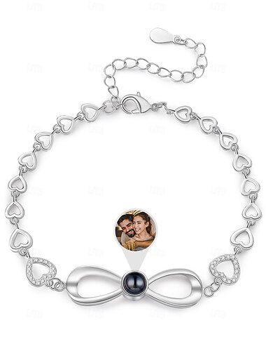  Braccialetto di proiezione personalizzato - Regalo migliore per mamma - Braccialetto placcato in rodio tema coppia matrimonio regali romantici per la festa della mamma fidanzata moglie mamma