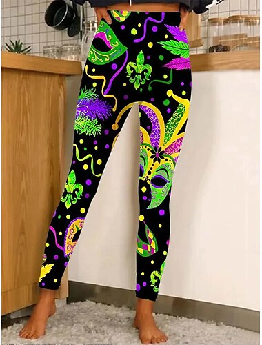  Leggings Pantalons Femme Mode Streetwear Plein Longueur Taille Haute Imprimé Graphique Thermique Chaud Respirant Doux Micro-élastique Extérieur Quotidien Vert Automne Hiver Regular Fit