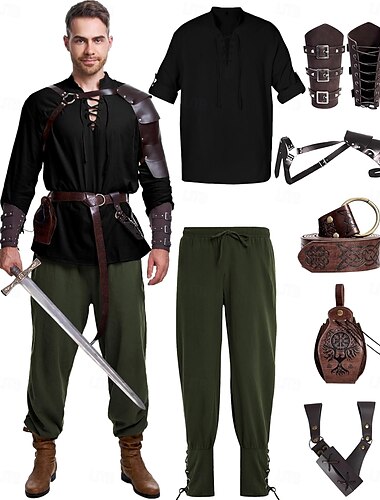  Retro Antiguo Medieval Renacimiento Pantalones Traje de cosplay Accesorios Feria del Renacimiento Hombre Vikingo Fantasía Víspera de Todos los Santos Carnaval Mascarada Carnaval Rendimiento LARP