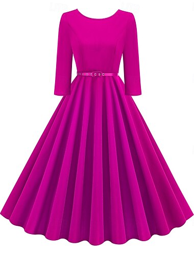  Retro vintage Jaren '50 Cocktail jurk Jurken Flare Jurk Effen Kleur Kostuum Dames Maskerade Evenement / Feest Vrijgezellenfeest Festival Volwassenen Kleding Homecoming-jurken