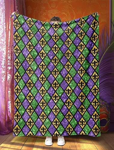  Manta de carnaval, diseño vibrante y festivo, perfecta para agregar un toque alegre a su espacio, tela suave y acogedora para máxima comodidad, ideal para mantas de sofá, cubrecamas o viajes, liviana