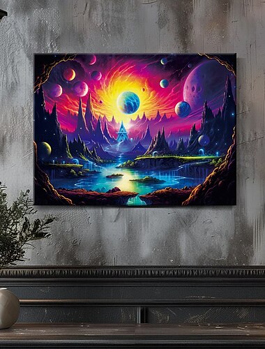  trippy universe led canvas wall art led lighted wall decor 2aa battery light canvas print led light kitchen bedroom or home decor