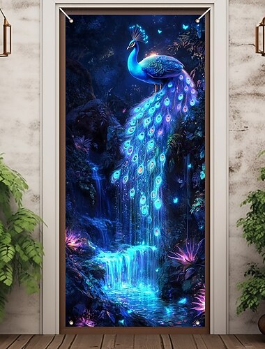  Türdekorationen, Türabdeckungen, wunderschöner Pfauen-Türteppich, Türvorhang, Dekorationskulisse, Türbanner für drinnen und draußen, für die Haustür eines Bauernhauses