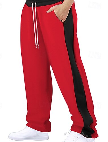  Herren Sportliche Hosen Jogginghose mit weitem Bein Hose Hosen Tasche Kordelzug Elastische Taille Farbblock Komfort Sports Outdoor Täglich Modisch Brautkleider schlicht Schwarz Rote Mikro-elastisch
