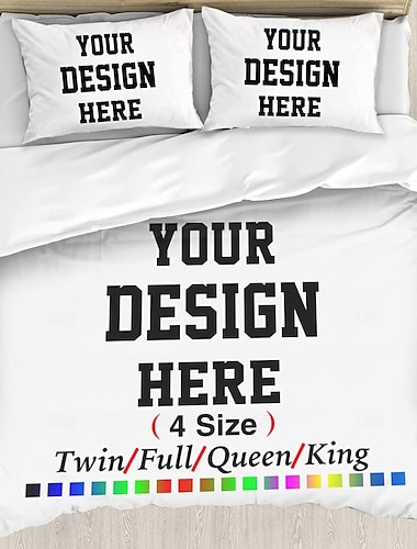  Gepersonaliseerde Dekbedovertrek Aangepaste Bedding 3-delige Sets met Foto Tekst Aangepaste Cadeaus Dekbedset met 2 Kussenhoezen